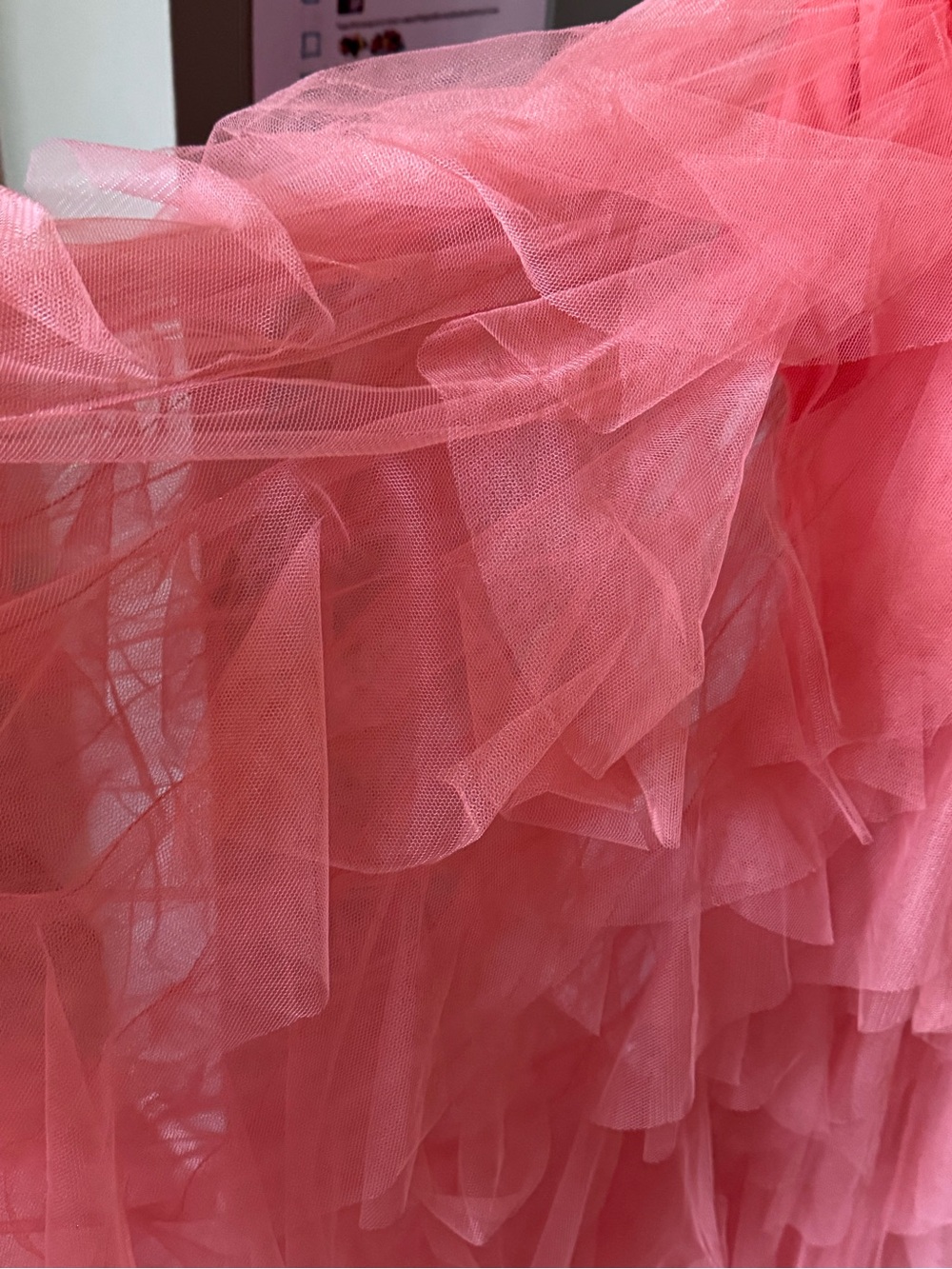 Pink Strapless Ruffled Tulle Gown - Picture 10 of 10